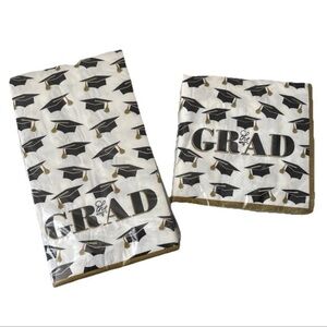 Graduation Party Napkins Cap Grad Black and Gold
